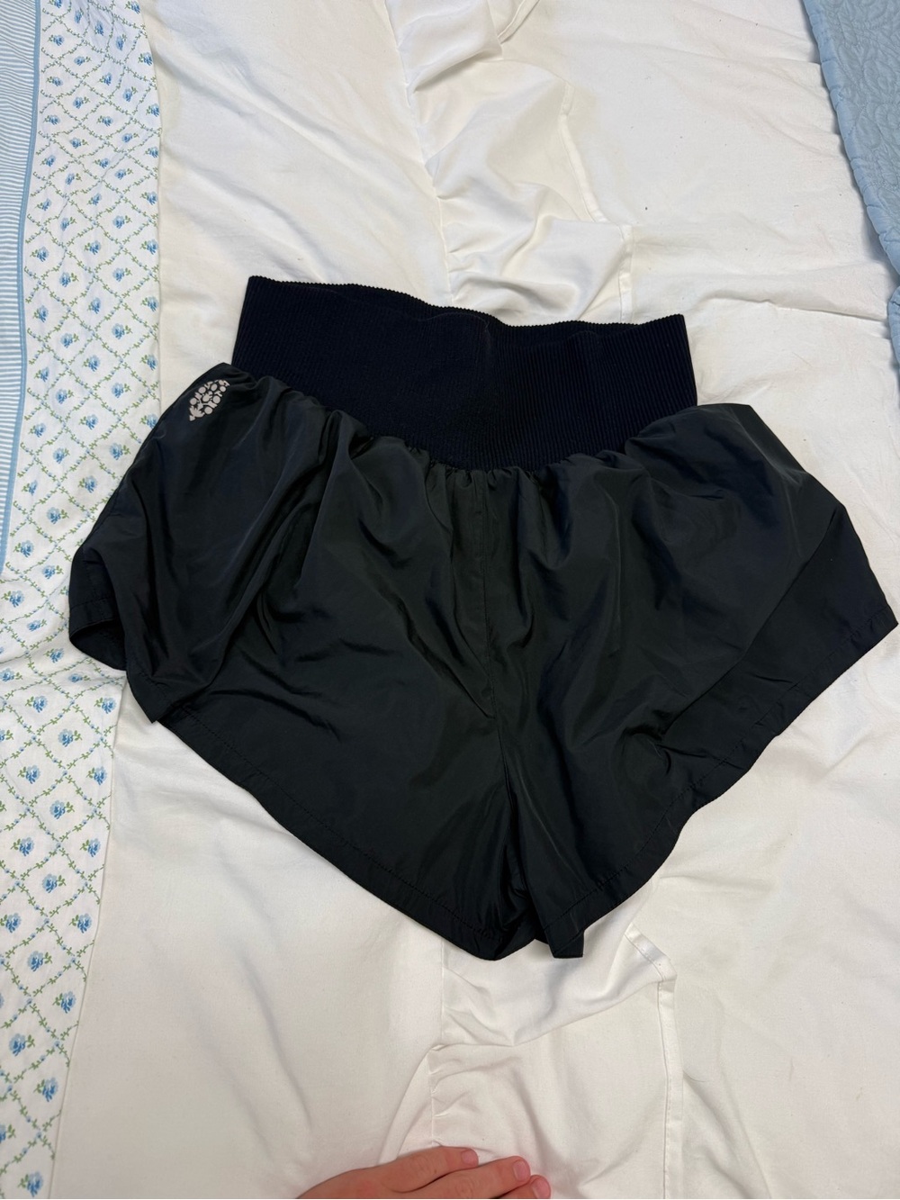 Free People Black High-Waist Athletic Shorts with Ribbed Waistband